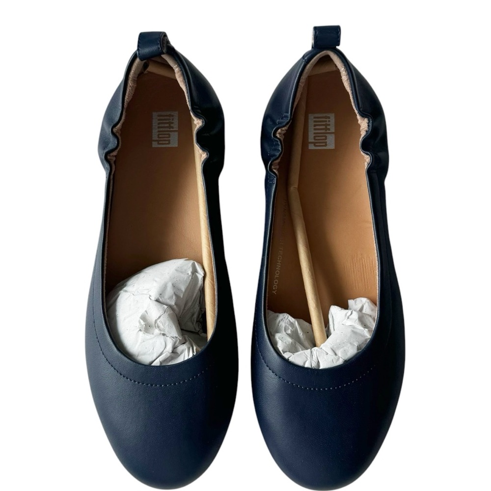 FitFlop Allegro Soft Leather Ballerinas Flat in Midnight Navy | 7 NWT - Picture 2 of 9